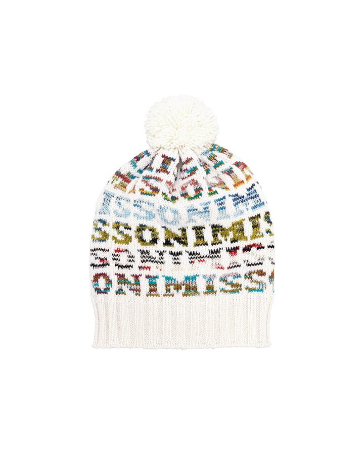 Missoni Pom Top Logo Hat White 1size