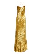 Michelle Mason Topaz Velvet Stripe Gown Yellow Zero