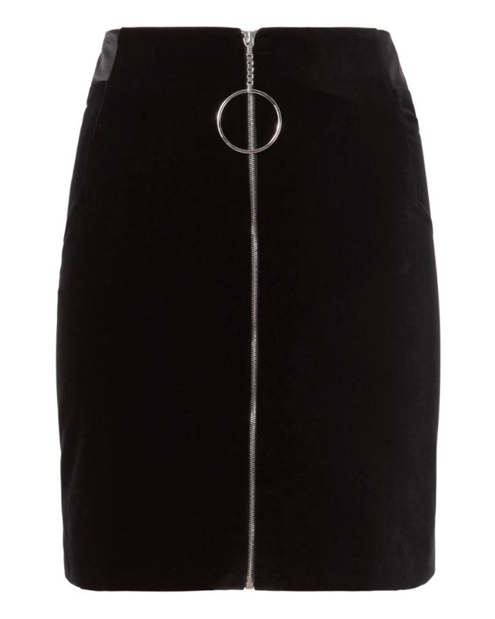 Mugler Zip Detail Velvet Mini Skirt