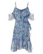 Exclusive For Intermix Intermix Marissa Blue Vine Ruffled Dress Multi 8