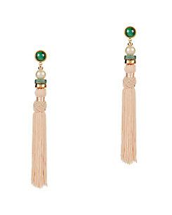 Lizzie Fortunato Malachite Topper Tassel Earrings