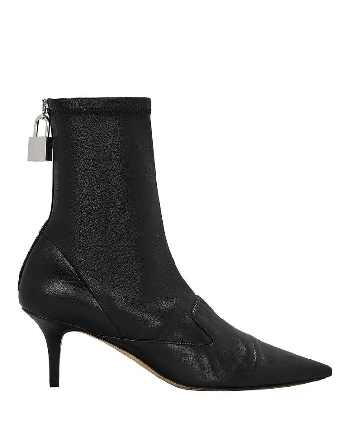 Monse Lock Charm Black Leather Booties Black 37
