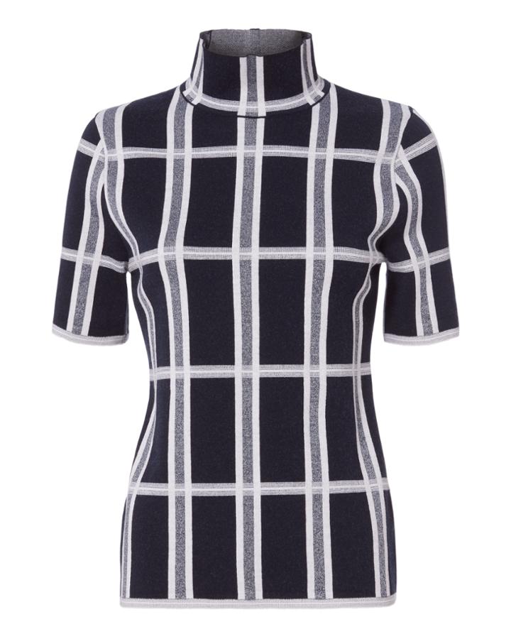 Victoria Beckham Tartan Check Knit Turtleneck