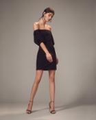 Cushnie Silvia Puff-sleeved Black Mini Dress Black 2