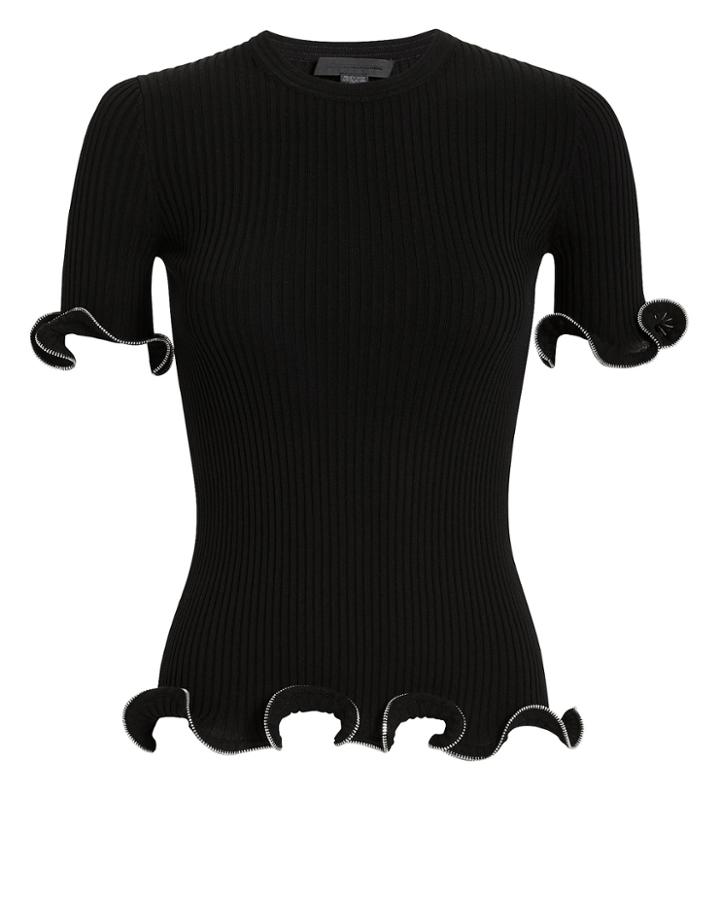 Alexander Wang Ruffled Zip Top Black P
