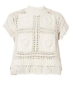 Sea Eyelet And Fringe Tee