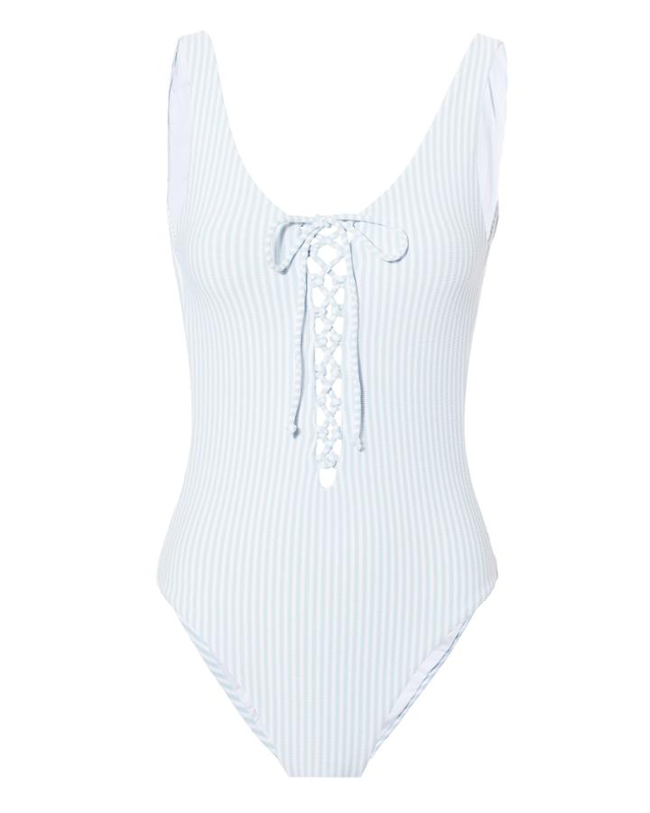 Onia Bridget Striped One Piece Swimsuit Blue-lt M