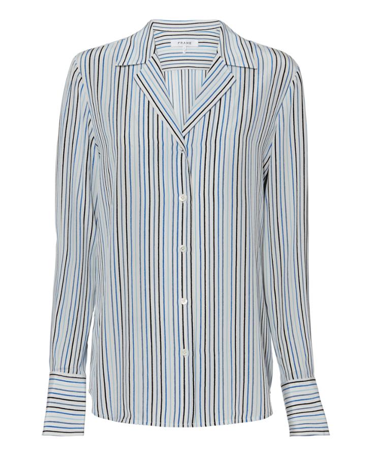 Frame Striped Silk Shirt Multi P