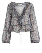 The East Order Cece Ruffle Top Blue Floral M