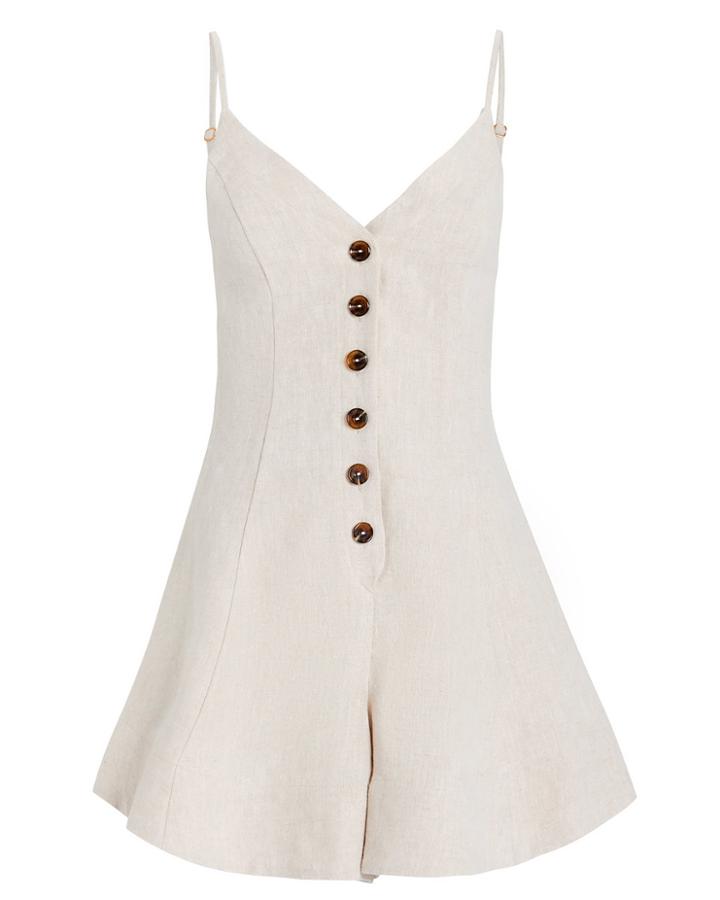 Shona Joy St. Martin Linen Playsuit Ivory 8