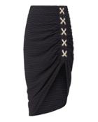 Veronica Beard Marlow Lace-up Ruched Skirt Navy Zero