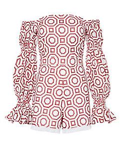 Alexis Off-the-shoulder Embroidered Eyelet Romper