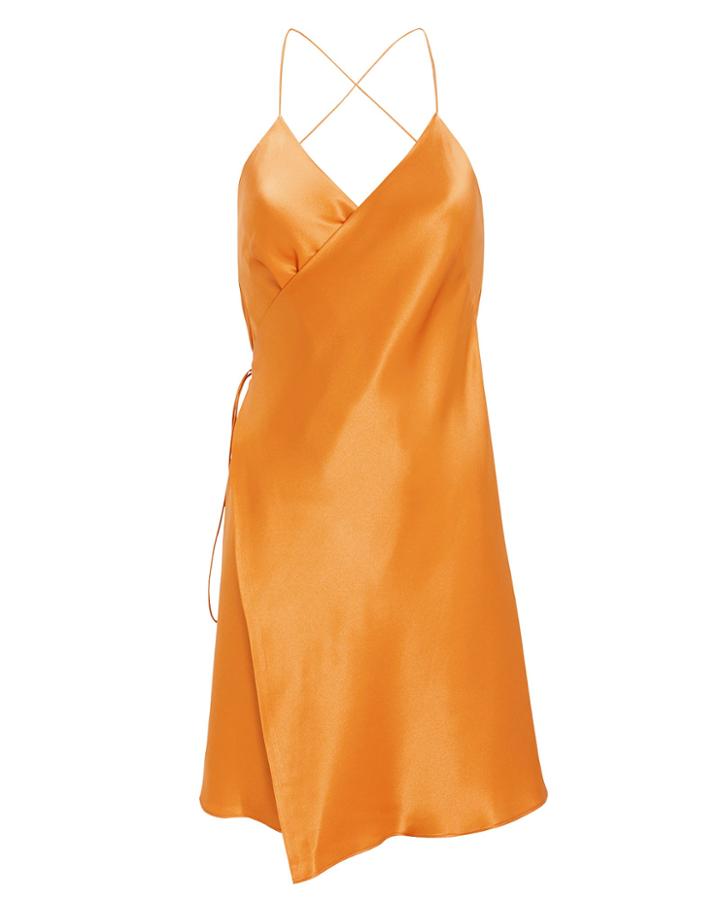 Michelle Mason Strappy Silk Wrap Dress Marigold 4
