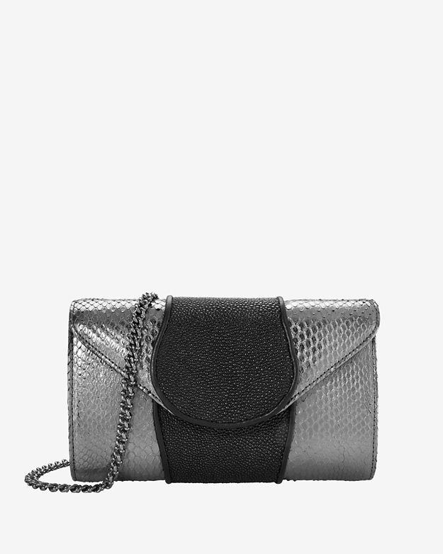 Khirma Eliazov Babo Python/stingray Clutch: Gunmetal/black