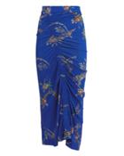 Preen By Thornton Bregazzi Tracy Ruched Midi Skirt Blue/floral P