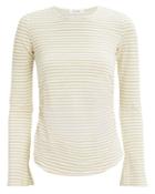 Frame Bell Sleeve Striped Top White/beige M
