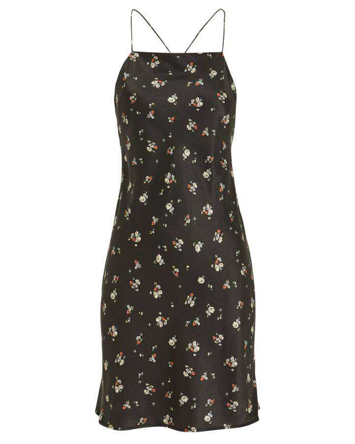 Re/done 90s Short Slip Dress Black/floral L