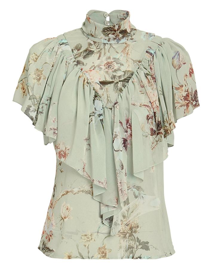 Preen By Thornton Bregazzi Daphne Victorian Floral Top Blue-lt P