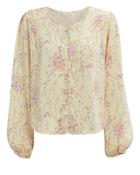 Love Shack Fancy Loveshackfancy Talia Buttoned Silk Blouse Biscuit/floral S