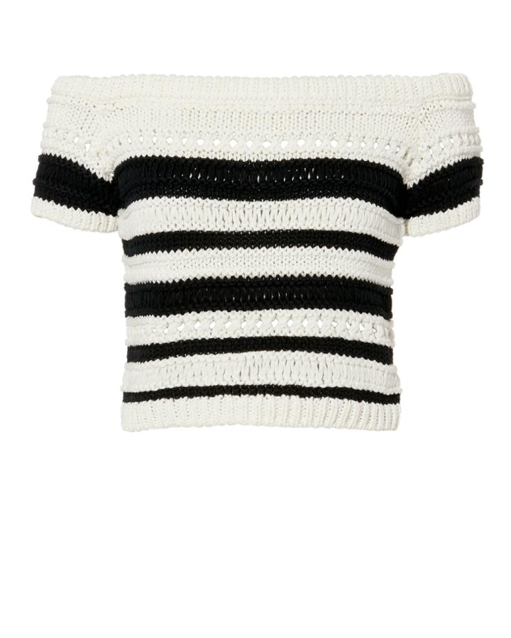 Exclusive For Intermix Intermix Yulani Off Shoulder Knit Top Blk/wht P