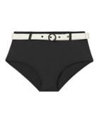 Solid & Striped Quinn Belted High-waist Bikini Bottom Black M