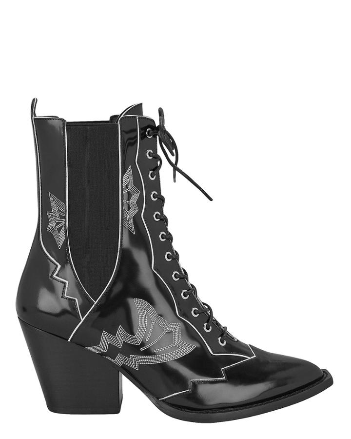 Coach Western Stitch Black Booties Black 8