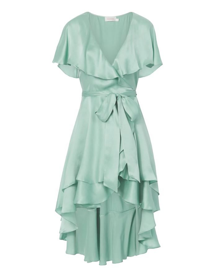 Zimmermann Ruffle Wrap Blue Midi Dress Blue-lt Zero