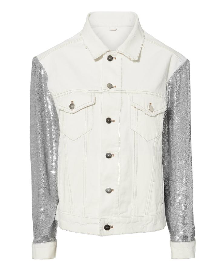 Iro Sequined White Denim Jacket White 34