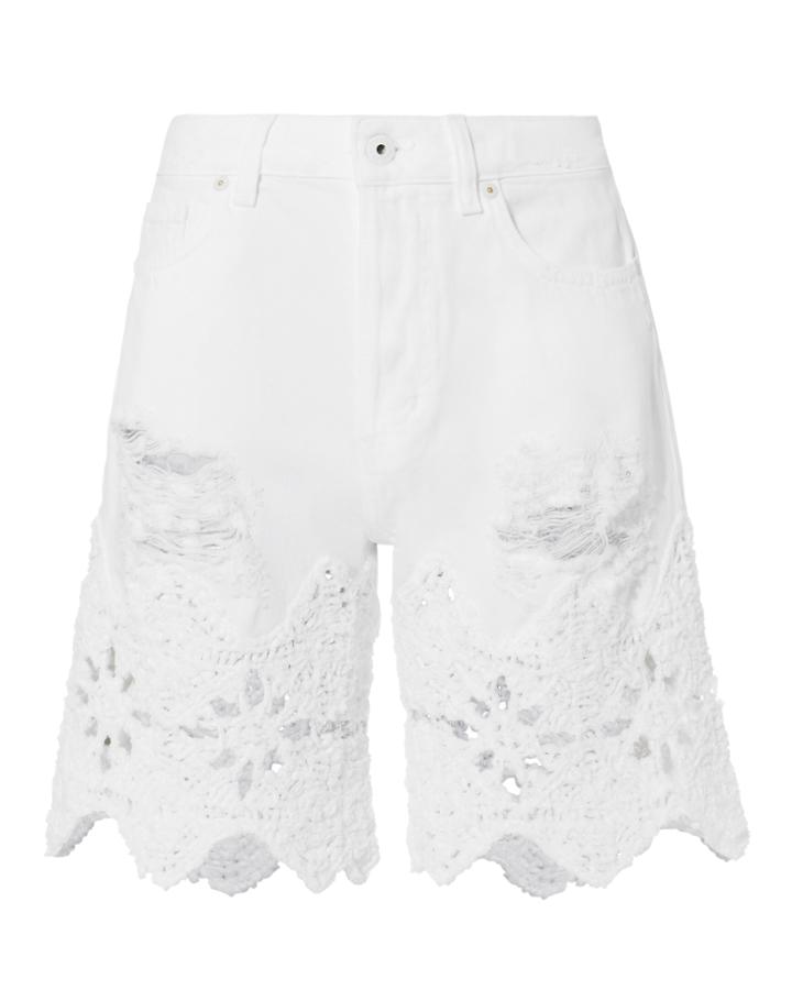 Jonathan Simkhai Macrame Denim Walking Shorts White 24
