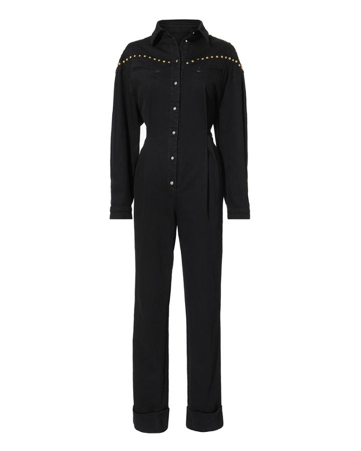 Alberta Ferretti Western Black Denim Jumpsuit Black 40