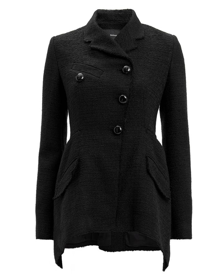 Proenza Schouler Asymmetrical Hem Tweed Blazer Black 2