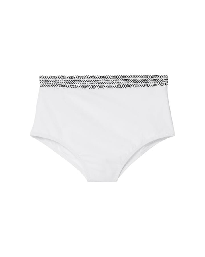 Kisuii Mila Smocked Bikini Bottom White P