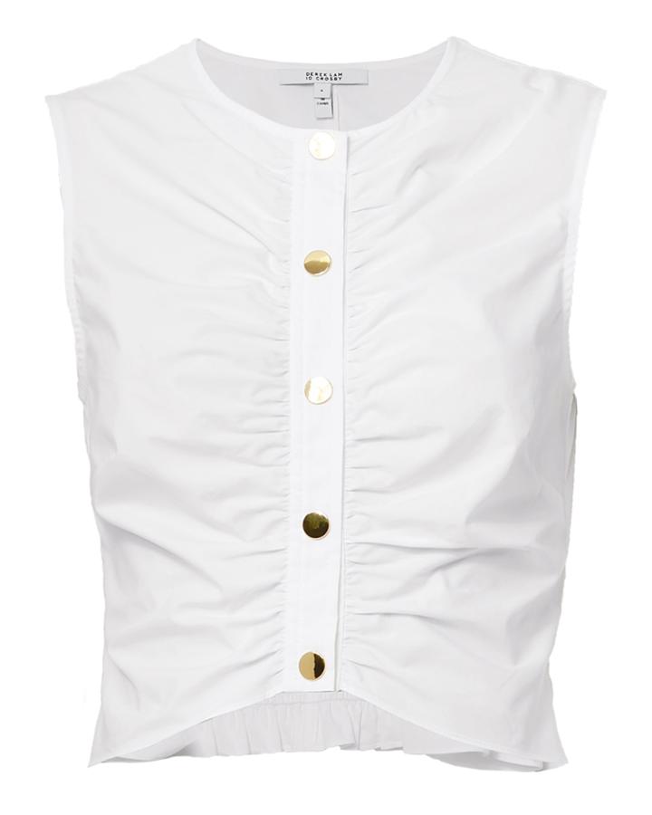 Derek Lam 10 Crosby Ruched Crop Top White 2
