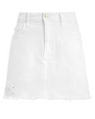 Frame Le Mini Foliage Embroidered Denim Skirt White 25