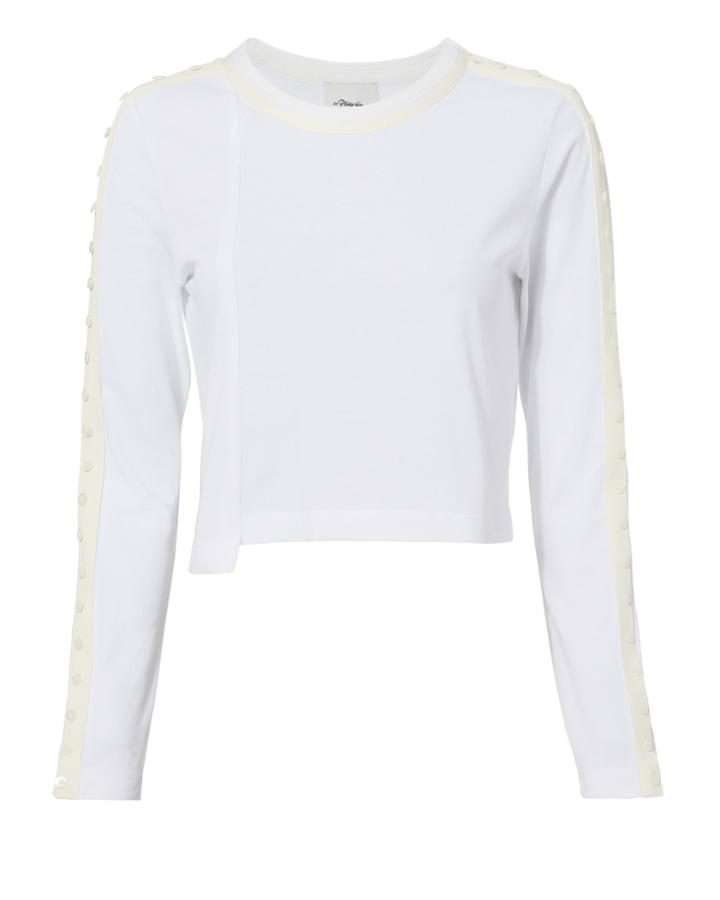3.1 Phillip Lim Button-embellished Cropped T-shirt White S