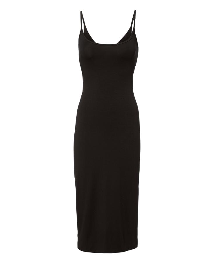 Enza Costa Twist Back Ribbed Midi Dress Black P