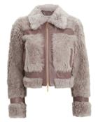 Zimmermann Fleeting Shearling Cropped Jacket Taupe/brown Zero