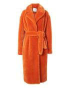 Tibi Orange Faux Fur Coat Orange S