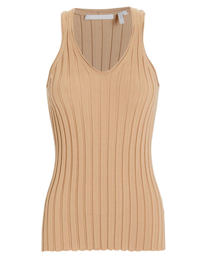 Helmut Lang Fine Wool Racer Back Tank Beige M