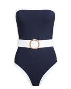 Alexandra Miro Whitney Strapless One Piece Swimsuit Navy/white S