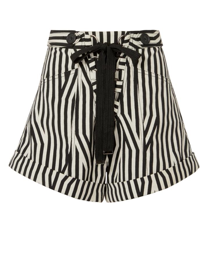Self-portrait Abstract Striped Shorts Blk/wht 2