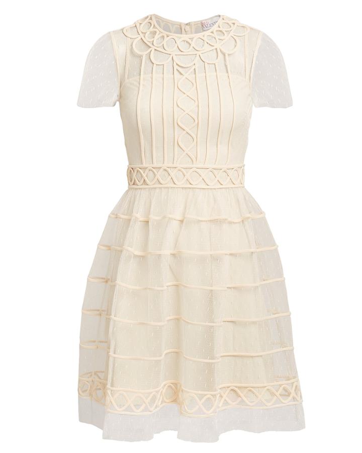 Red Valentino Redvalentino Classic Tulle Mini Dress Ivory 36