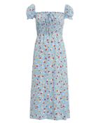 Faithfull The Brand Jasmine Floral Print Midi Dress Light Blue/floral S