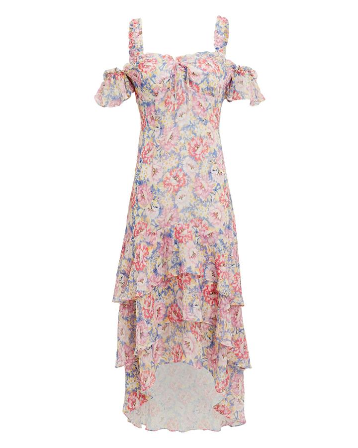 Exclusive For Intermix Intermix Sophia Printed High-low Dress Blush/light Floral Zero