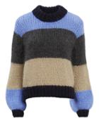 Ganni Julliard Colorblock Blue Striped Sweater Multi S