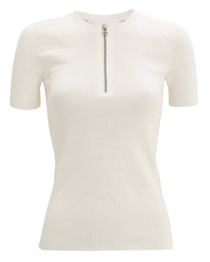Helmut Lang Zip Detail Knit Top White L