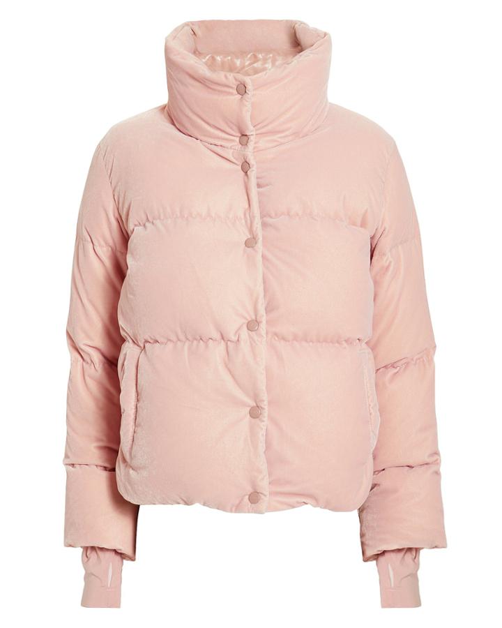 Sam Sophia Pink Velvet Puffer Pink S