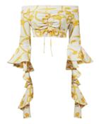 Ellery High Noon Ruched Crop Top White 8