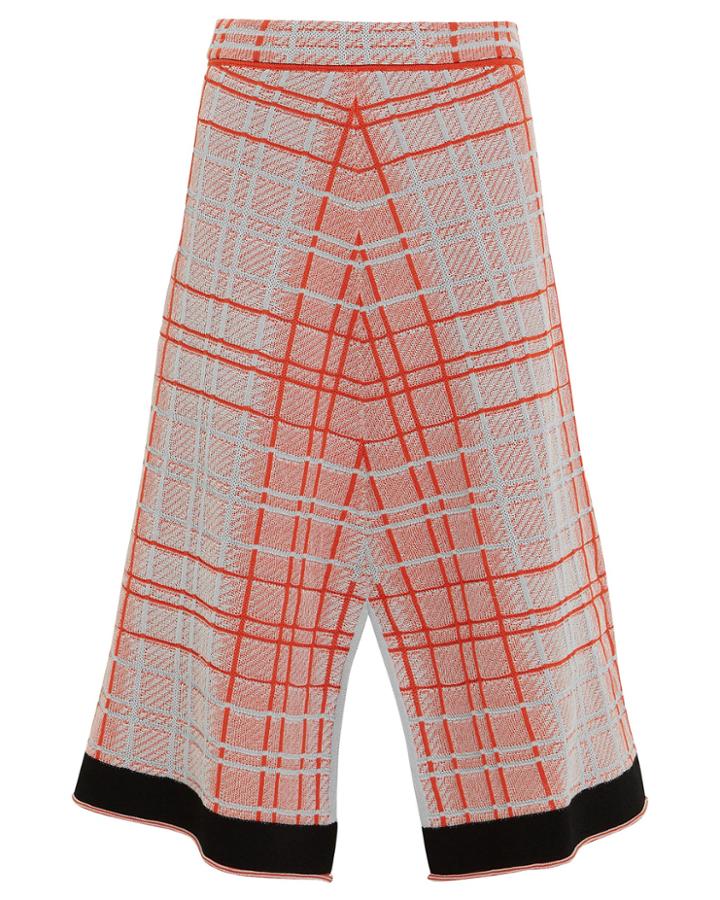 Proenza Schouler Plaid Knit Split Skirt Red/blue Plaid M