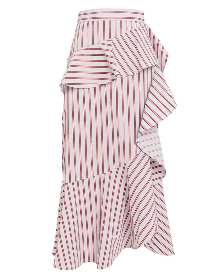 Derek Lam 10 Crosby Ruffle Wrap Midi Skirt Red/blue 4